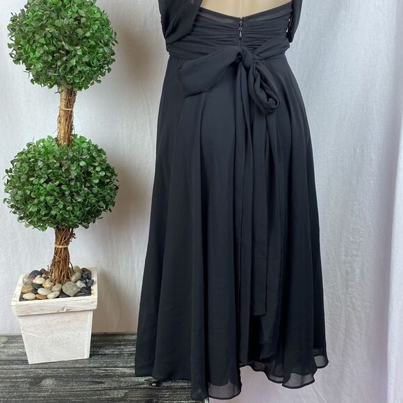 White House Black Market Black Sleeveless Midi Chiffon Halter Dress 0 - Picture 6 of 9